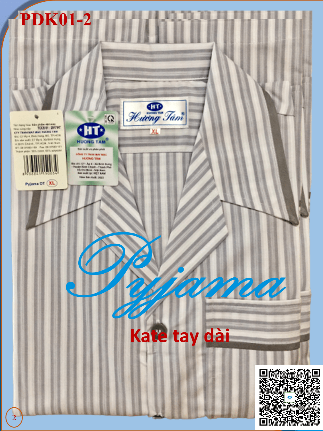 Bộ Pyjama HUONGTAM Kate tay dài nam cao cấp(PDK01). Chất liệu Kate loại tốt: mềm mại, thoáng mát, không phai màu.