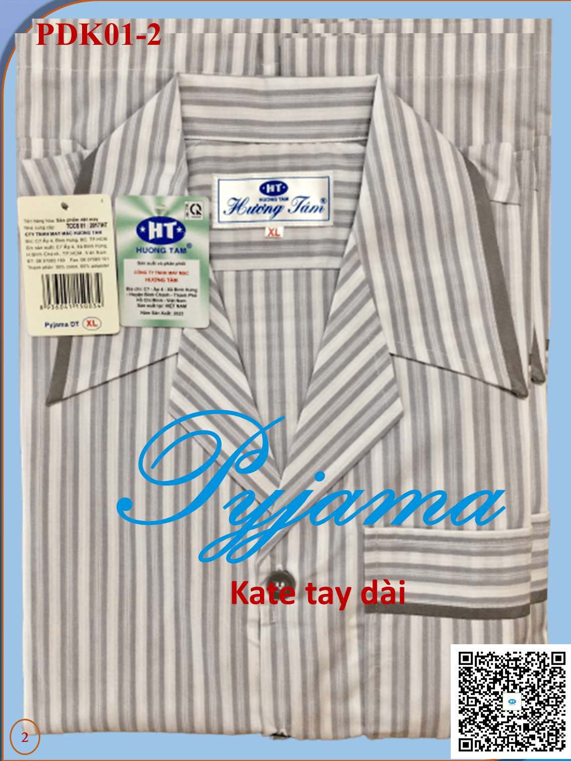 Bộ Pyjama HUONGTAM Kate tay dài nam cao cấp. Chất liệu Kate loại tốt: mềm mại, thoáng mát, không phai màu.