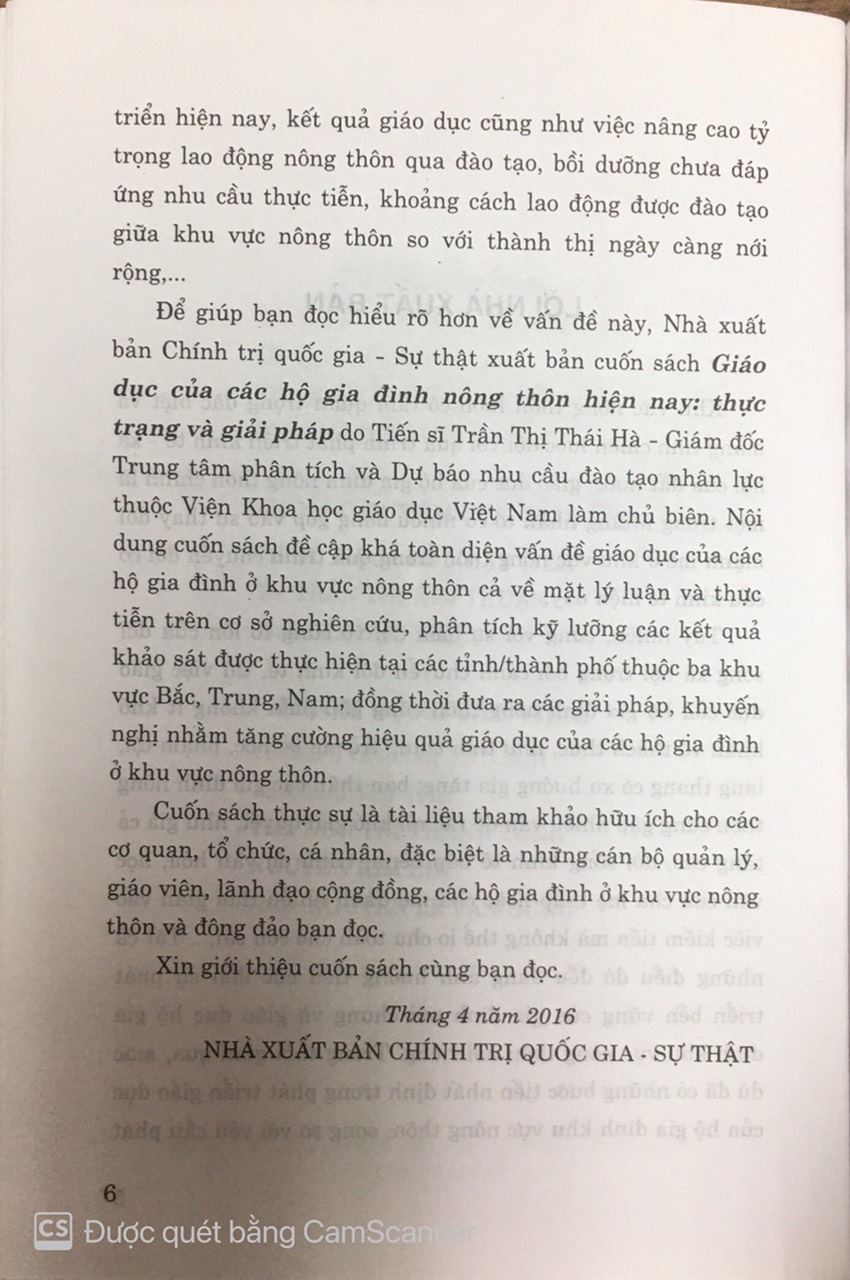 Giáo dục của các hộ gia đình nông thôn  hiện nay  - Thực trạng và giải pháp