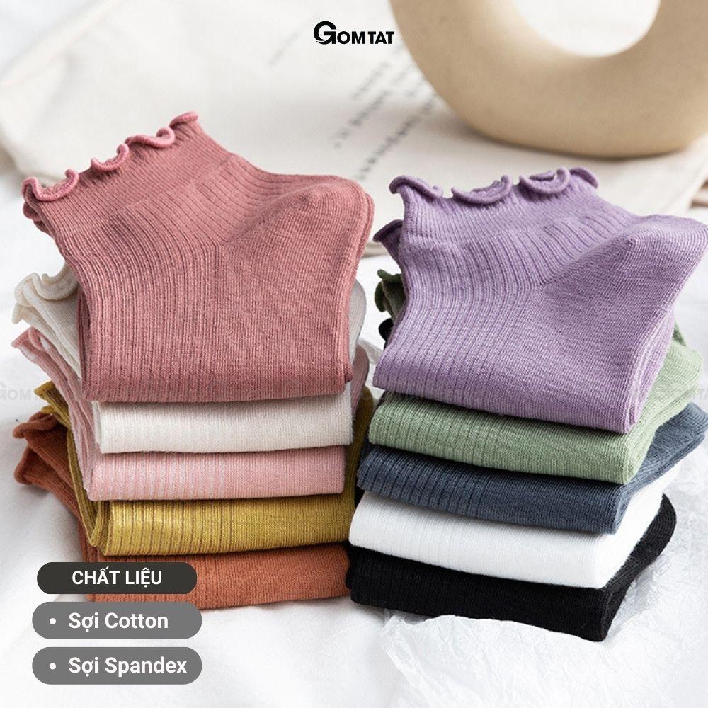 Tất nữ cổ ngắn cổ họa tiết tai bèo, vớ nữ cổ thấp chất liệu cotton mềm mại, thoáng mát - NGANCOBEO-FIVE-2004-1DOI