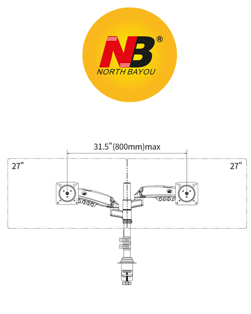 Giá treo 2 màn hình máy tính NB-H160(Hàng Nhập Khẩu)