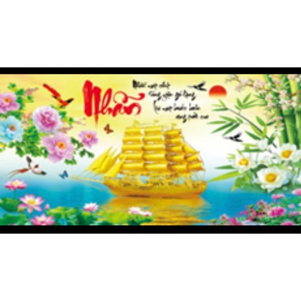 Tranh đính đá chữ Nhẫn chưa đính - YN5442