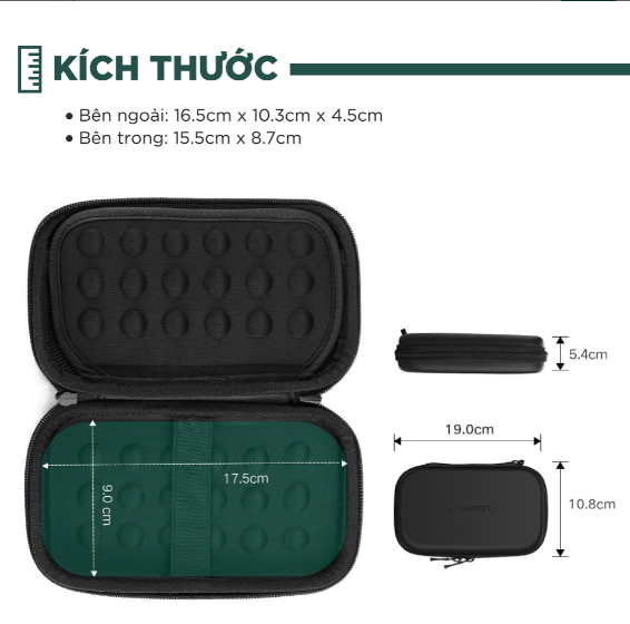Hôp đựng phụ kiện đa năng chống sốc, chống nước Ugreen 40707 (16.5x10.3x4.5cm) - Hàng chính hãng