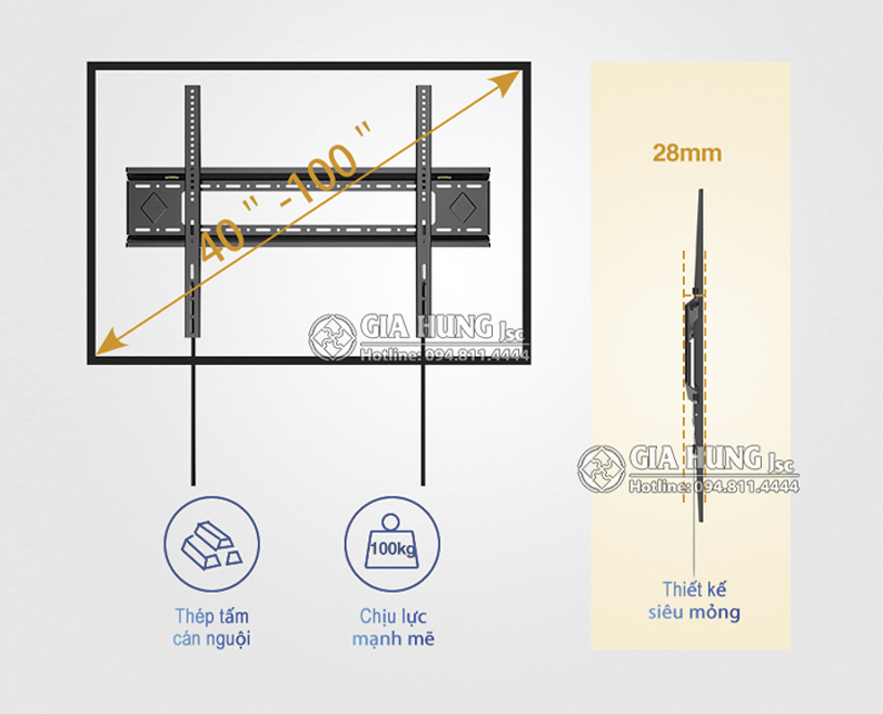 Giá treo ti vi màn hình lớn Kaloc E85 Nhập Khẩu (60-100 inch)