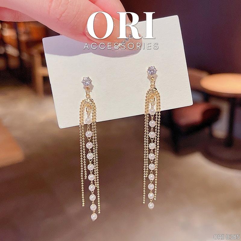 Bông tai nữ dáng dài chuỗi đính đá Douglas thời trang sang trọng ORI ACCESSORIES B385