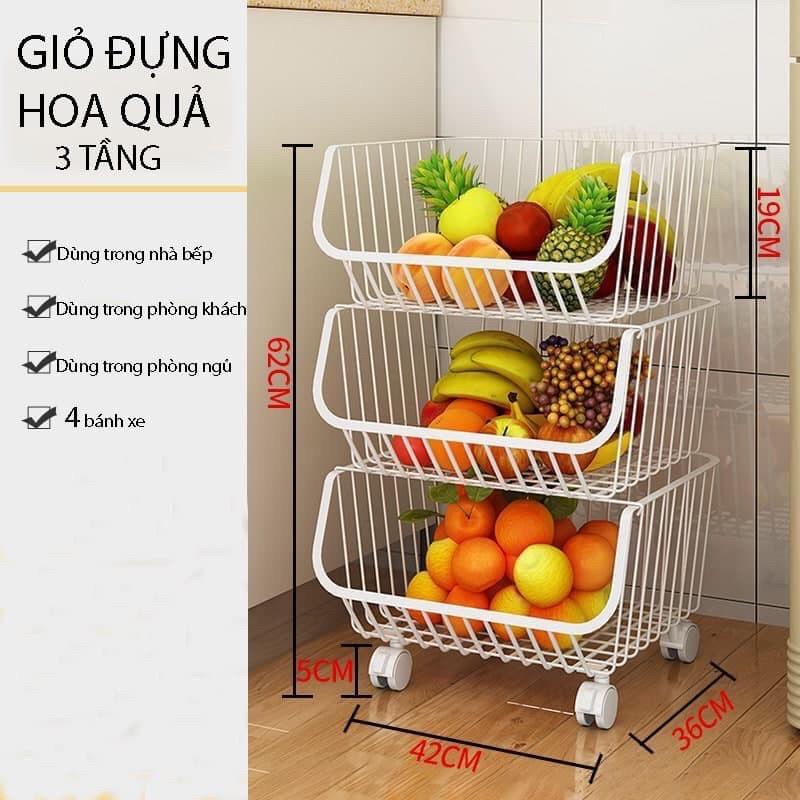 Kệ Đa Năng để rau, củ,quả Nhà Bếp lắp ghép có bánh xe , sơn tĩnh điện siêu bền,chống gỉ