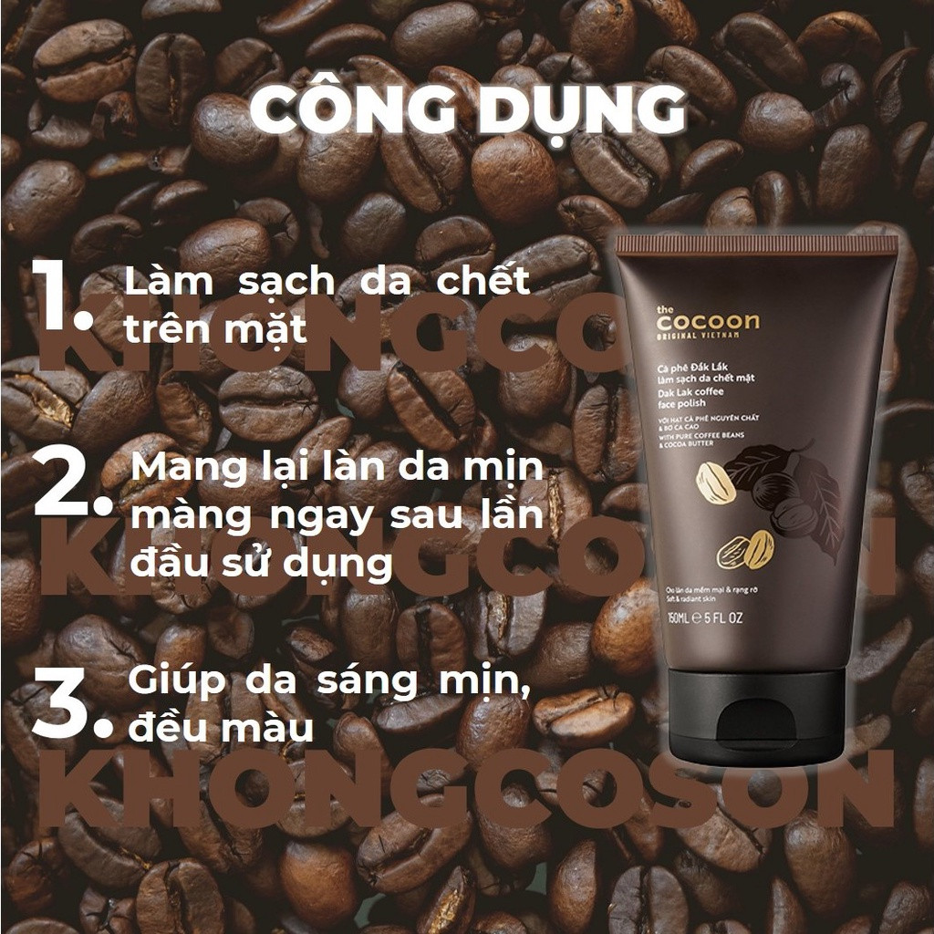 Tẩy Tế Bào Chết Cà Phê Đắk Lắk Cocoon Làm Sạch Da Chết Mặt 150ml