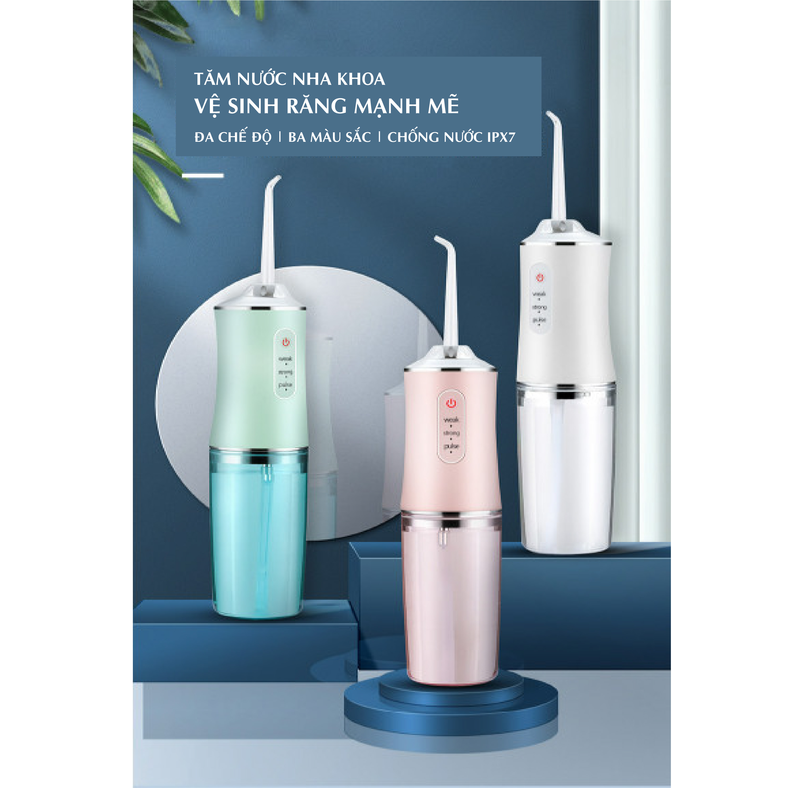 Tăm Nước Cầm Tay vệ sinh răng miệng cực sạch công nghệ Châu Âu, hạn chế tối đa các bệnh răng miệng DRU - Hàng Chính Hãng