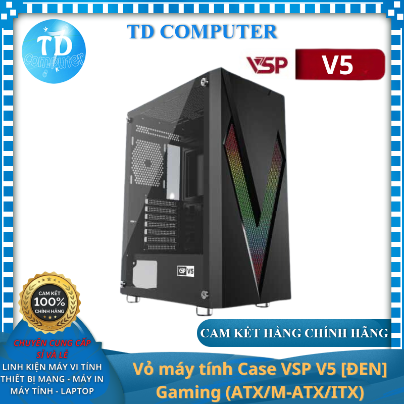 Vỏ máy tính Case VSP V5 [ĐEN] Gaming (ATX/M-ATX/ITX) - Hàng chính hãng VSP phân phối