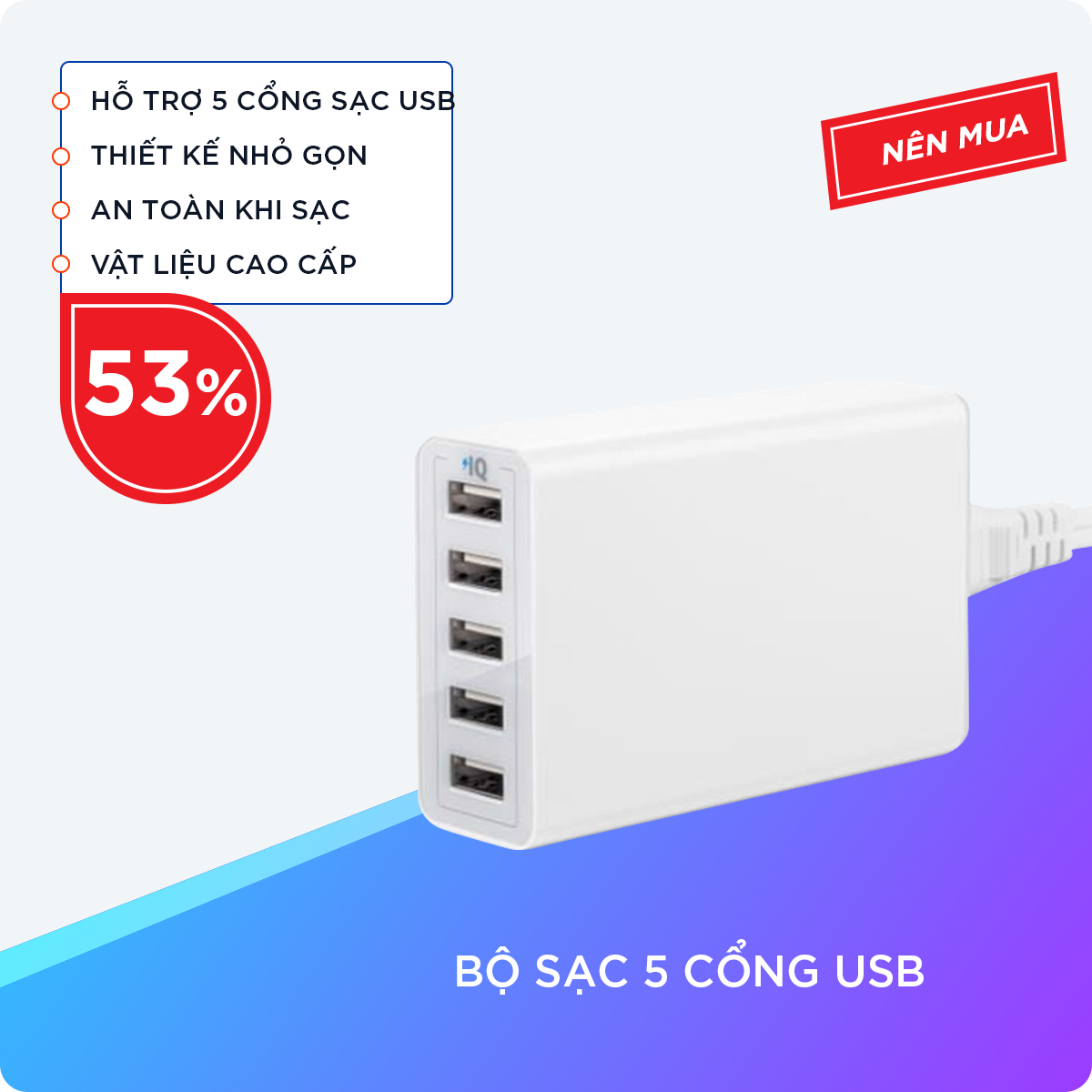 BỘ SẠC 5 CỔNG USB