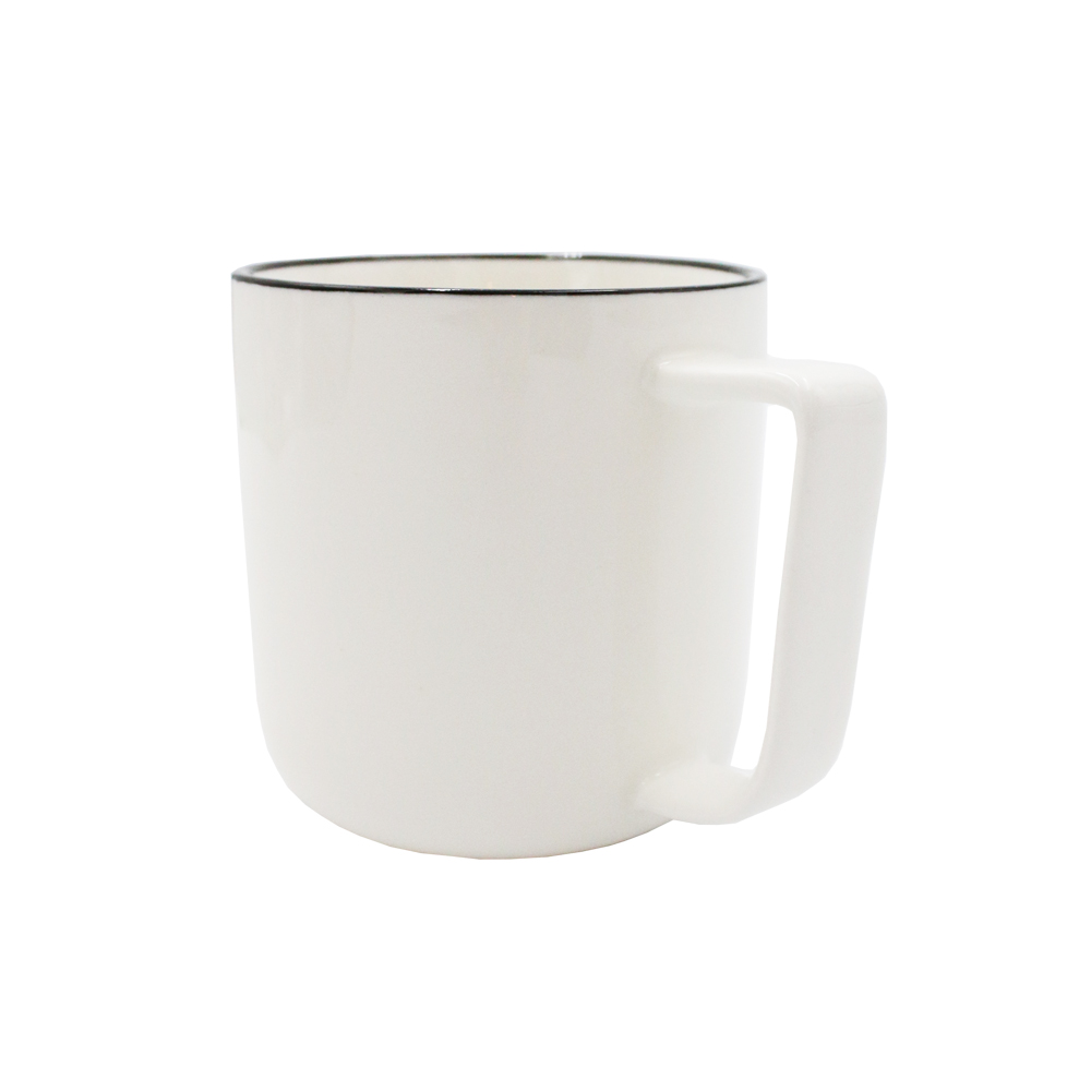 Cốc | JYSK nID | sứ trắng bóng viền đen | 12.3x9.1x9.7cm