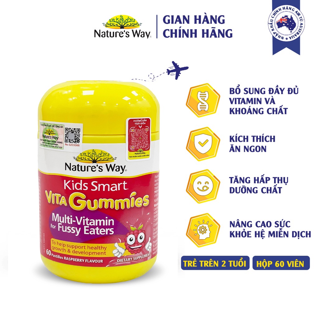 Vitamin tổng hợp cho trẻ biếng ăn, Vitamin D, Canxi Nature's Way Úc Hỗ trợ bé phát triển cân đối, khỏe mạng - QuaTangMe Extaste