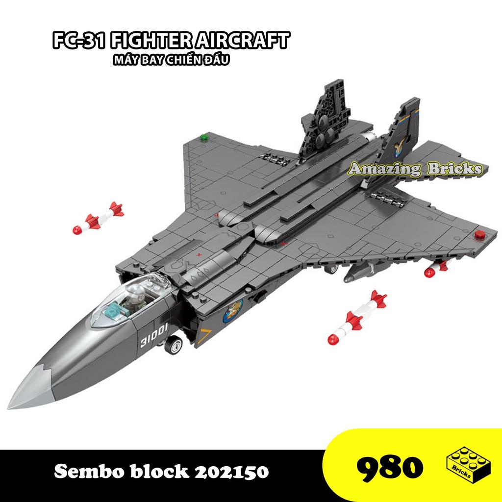 Đồ chơi Lắp Ráp Máy Bay Tiêm Kích FC-31, Sembo Block 202150 Xếp hình thông minh, Fighter Aircraft