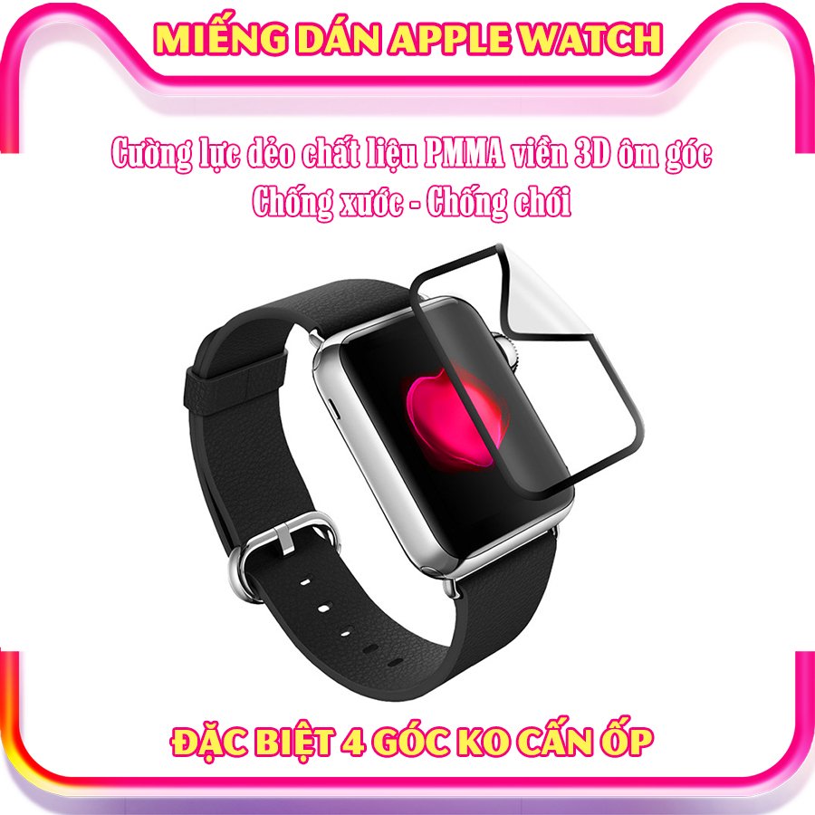 Dây Đeo liền ốp dành cho Apple Watch size 38/40/42/44mm silicon my choice - Hồng (tặng dán KCL theo size)