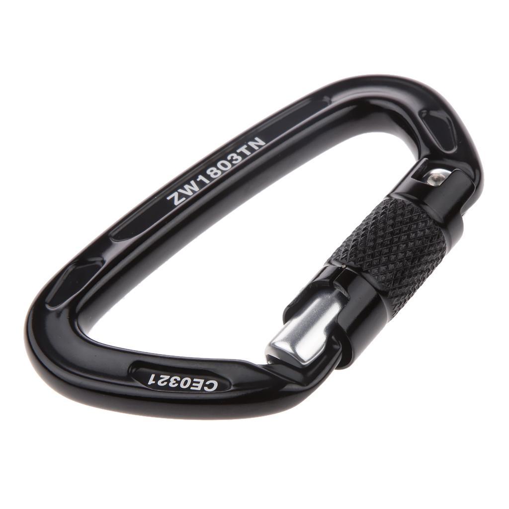2 Pieces 24KN Self-locking Aluminum Carabiner Snap Clip Hook Keychain Rappelling Mountaineering Climbing Buckle