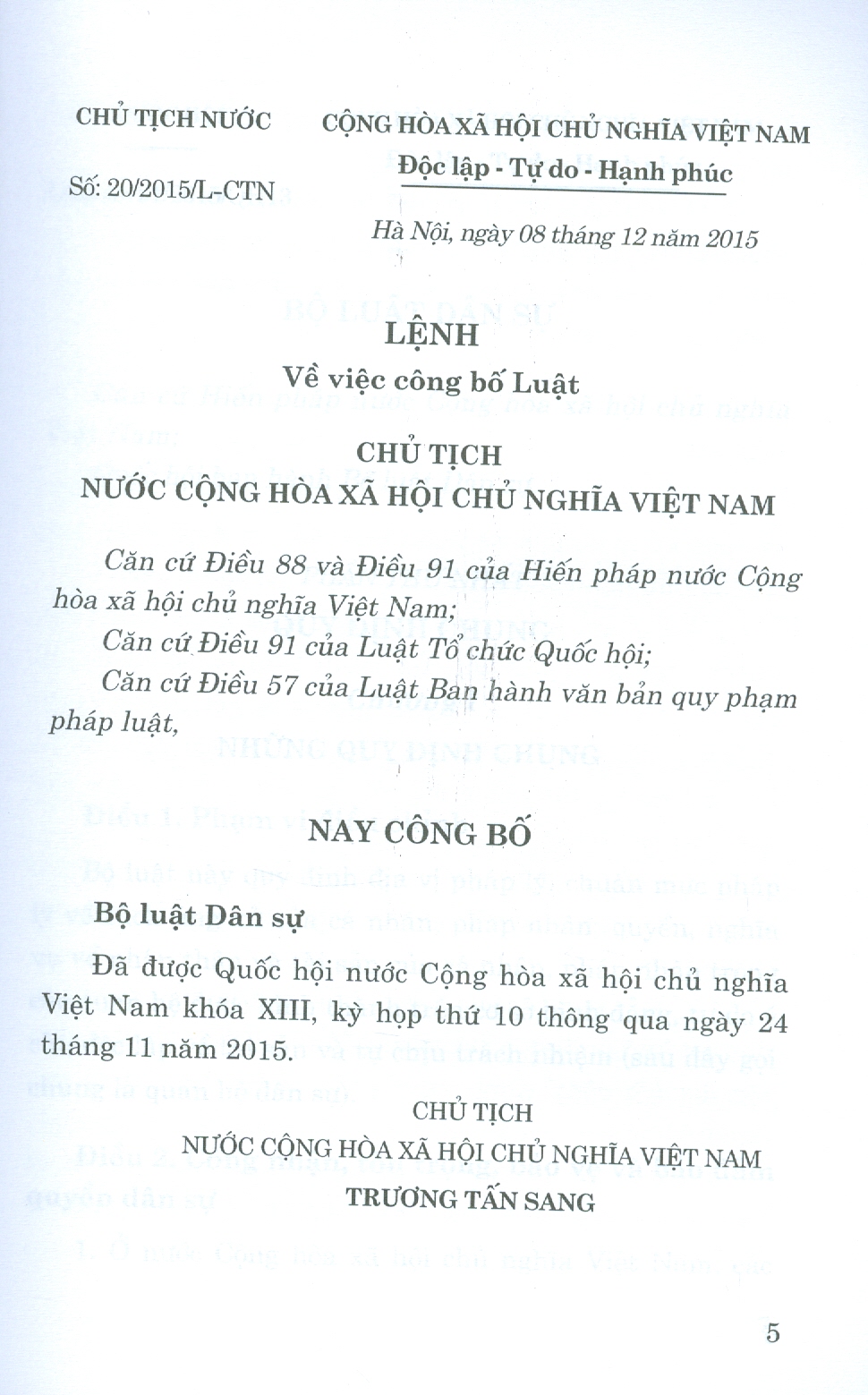 Bộ Luật Dân Sự (Hiện Hành) - Bản in năm 2022