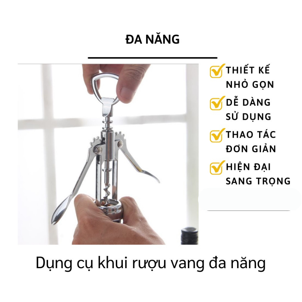 Dụng Cụ Khui Mở Rượu Vang, Khui Bia Kim Loại Không Gỉ - Hàng Chính Hãng MINIIN