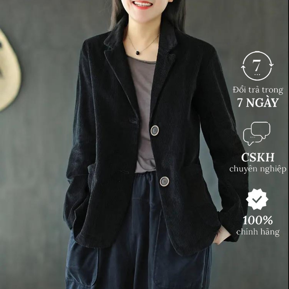 Áo khoác Blazer Nhung Tăm 2 lớp phong cách Hàn Quốc Haint Boutique Bz05