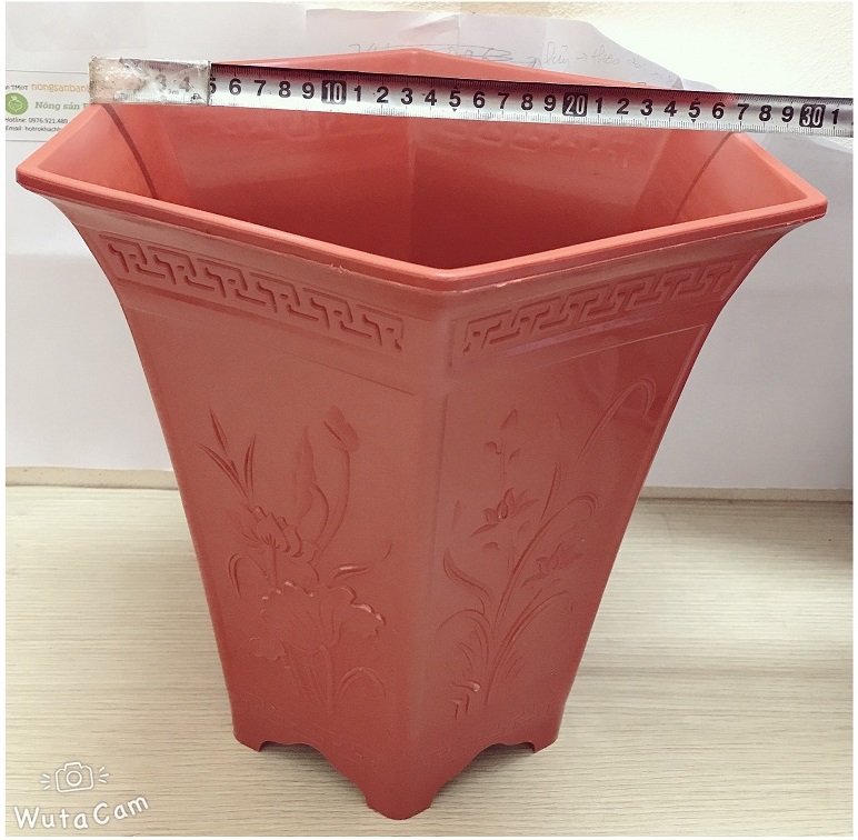 3 Chậu Nhựa Trồng Hoa, Cây Cảnh Lục Giác LGC280 Màu Đỏ