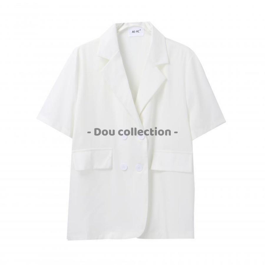 Áo Blazer Tay Ngắn Dáng Rộng Trơn Phong Cách Hàn Quốc - Mã TA012