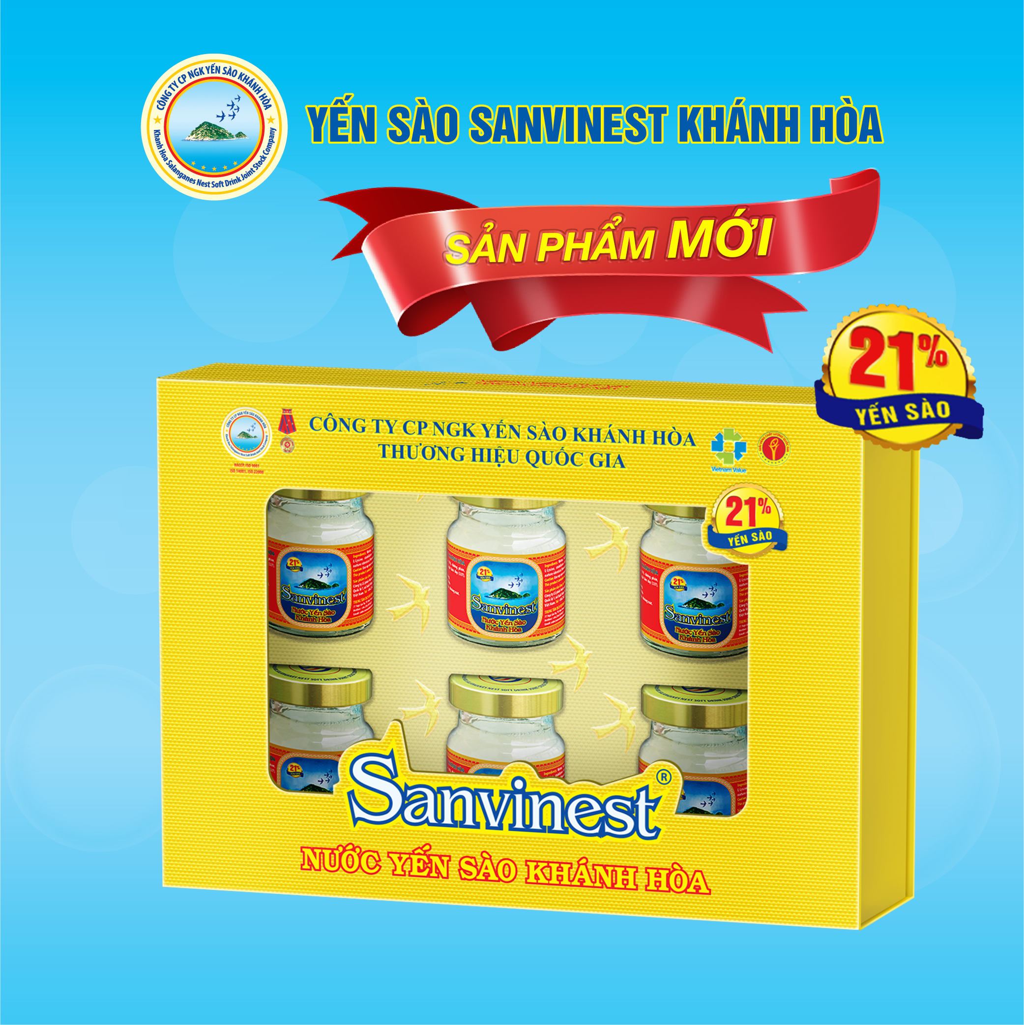 [Hộp 6 lọ] Nước Yến sào Sanvinest Khánh Hòa lọ 70 ml - S101H6