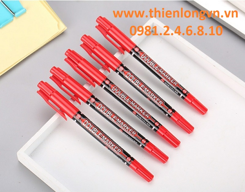 Combo 5 cây bút dạ kính hai đầu M&G - 2130 màu đỏ