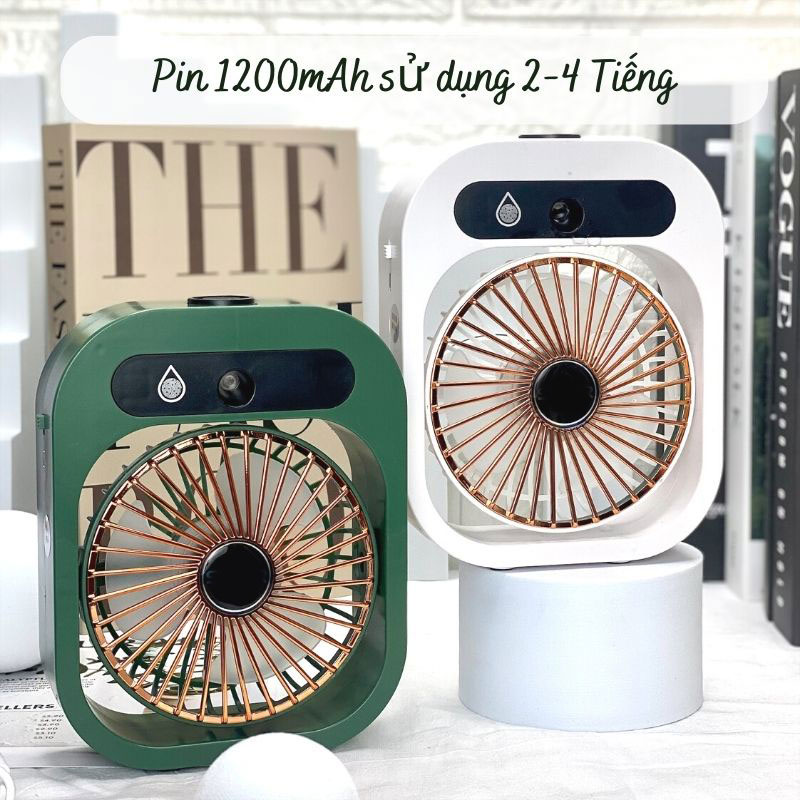 Quạt Mini Phun Sương, Quạt Tích Điện Tạo Ẩm SeaSy, Phun Sương Tạo Ẩm, Điều Hòa Không Khí, 3 Cấp Độ Gió, Cảm Ứng Vân Tay 1 Chạm - Hàng Chính Hãng