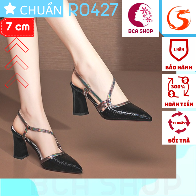 Giày cao gót nữ 7p RO427 ROSATA tại BCASHOP kiểu dáng sandal, cách điệu quai chéo thời trang và đẳng cấp- màu đen