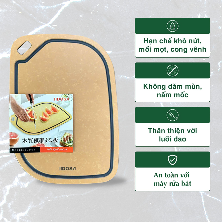 Thớt Sạch Sợi Gỗ Tự Nhiên JIDOSA JD3630, An Toàn, Chống Trầy Xước, Chống Cong Vênh Dùng Được Trong Máy Rửa Chén Đa Năng