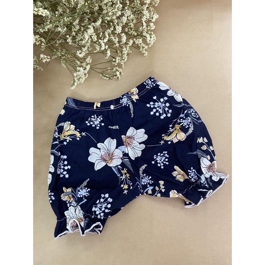 Quần kate bí bé gái Mint Baby, Quần short em bé, Quần ngắn hoạ tiết hoa nhí