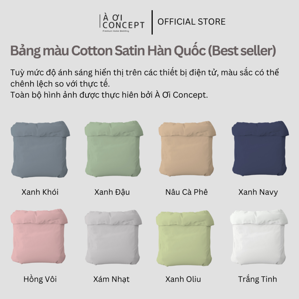 Vỏ Mền Lồng Được Ruột Cotton Satin Hàn Quốc Cao Cấp Màu Trơn Nhiều Màu Kích Thước 1M6 Đến 2M4