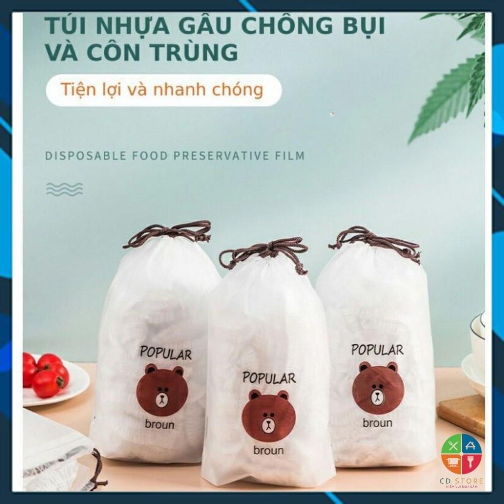 Màng bọc thực phẩm co giãn siêu dai có chun hình túi gấu set 100 chiếc