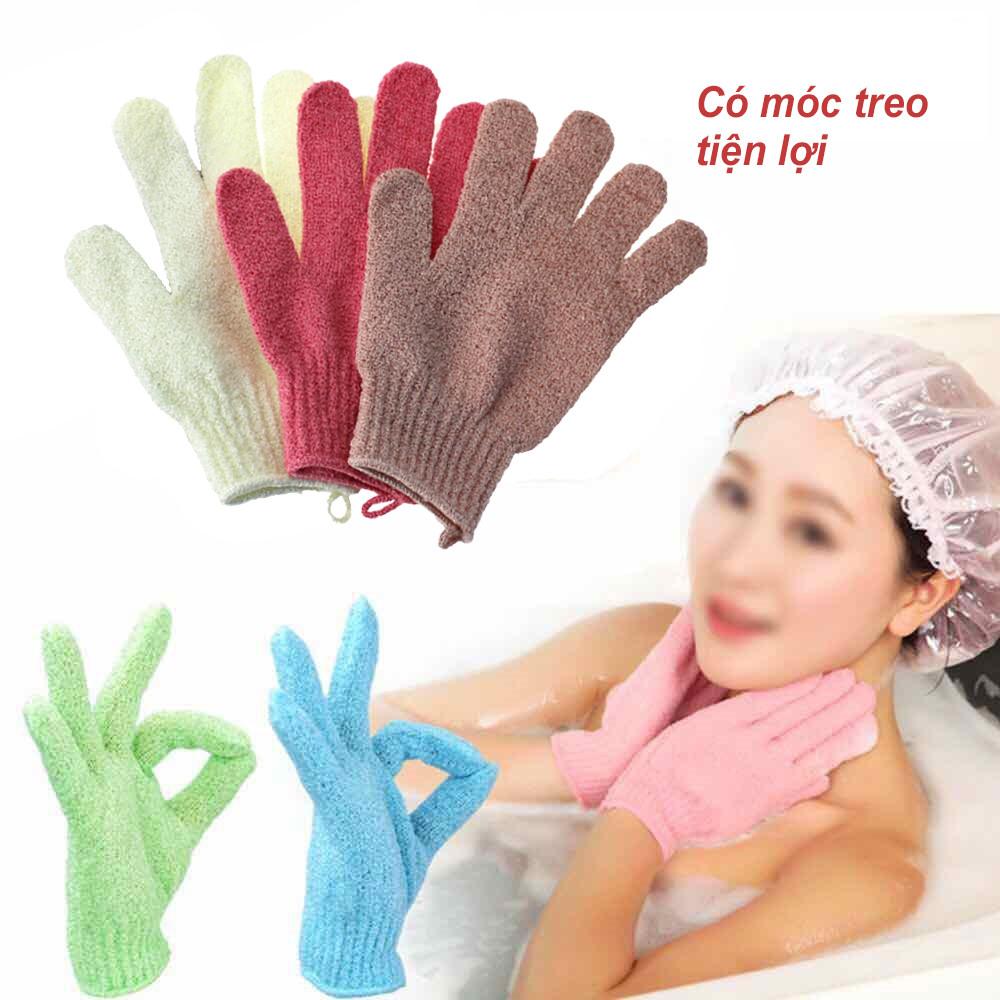 Găng tay tắm Cơ Thể tế bào chết Bobi Shop Bath Bao tay Loại Xịn Có Quai Treo (1 Cặp Bền Dày Không Rách Có Móc Treo)