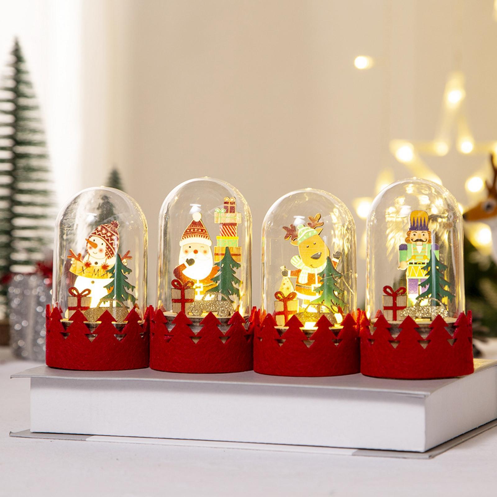Christmas Lantern Lamp Night Light Ornament for Table Living Room Decor Santa