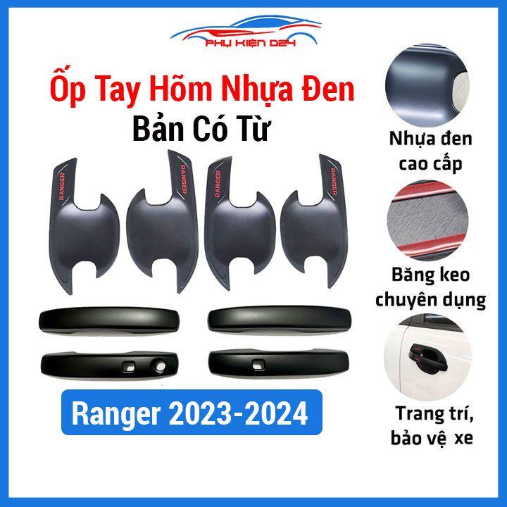 Ốp tay hõm nhựa đen Ranger 2023-2024 bản có từ sáng bóng chống trầy bảo vệ cửa xe ô tô