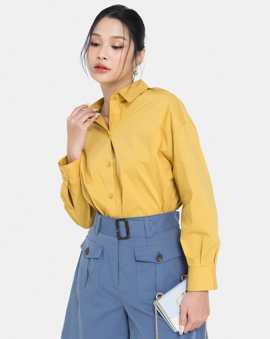 Áo Sơ Mi Nữ Thời Trang JUNO Oversize Thân Sau Cutout JNASM005