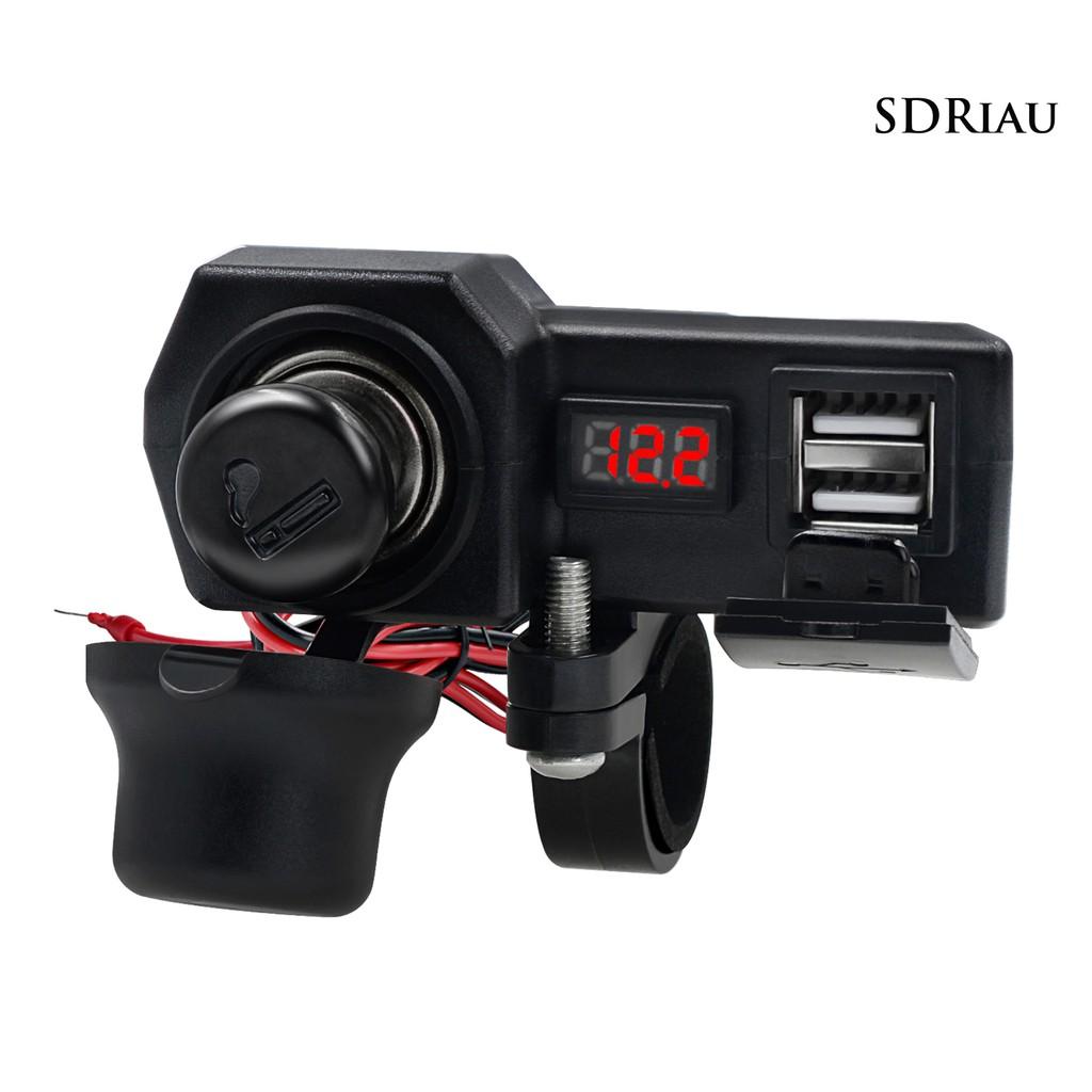 Bộ Sạc Usb Kép Hiển Thị Vôn Kế Chuyên Dụng Cho Xe Mô Tô