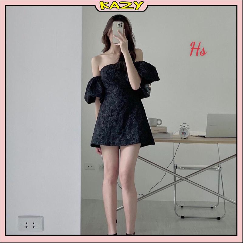 Váy trễ vai tay bồng, Váy xốp trắng trễ vai KAZY STORE V009