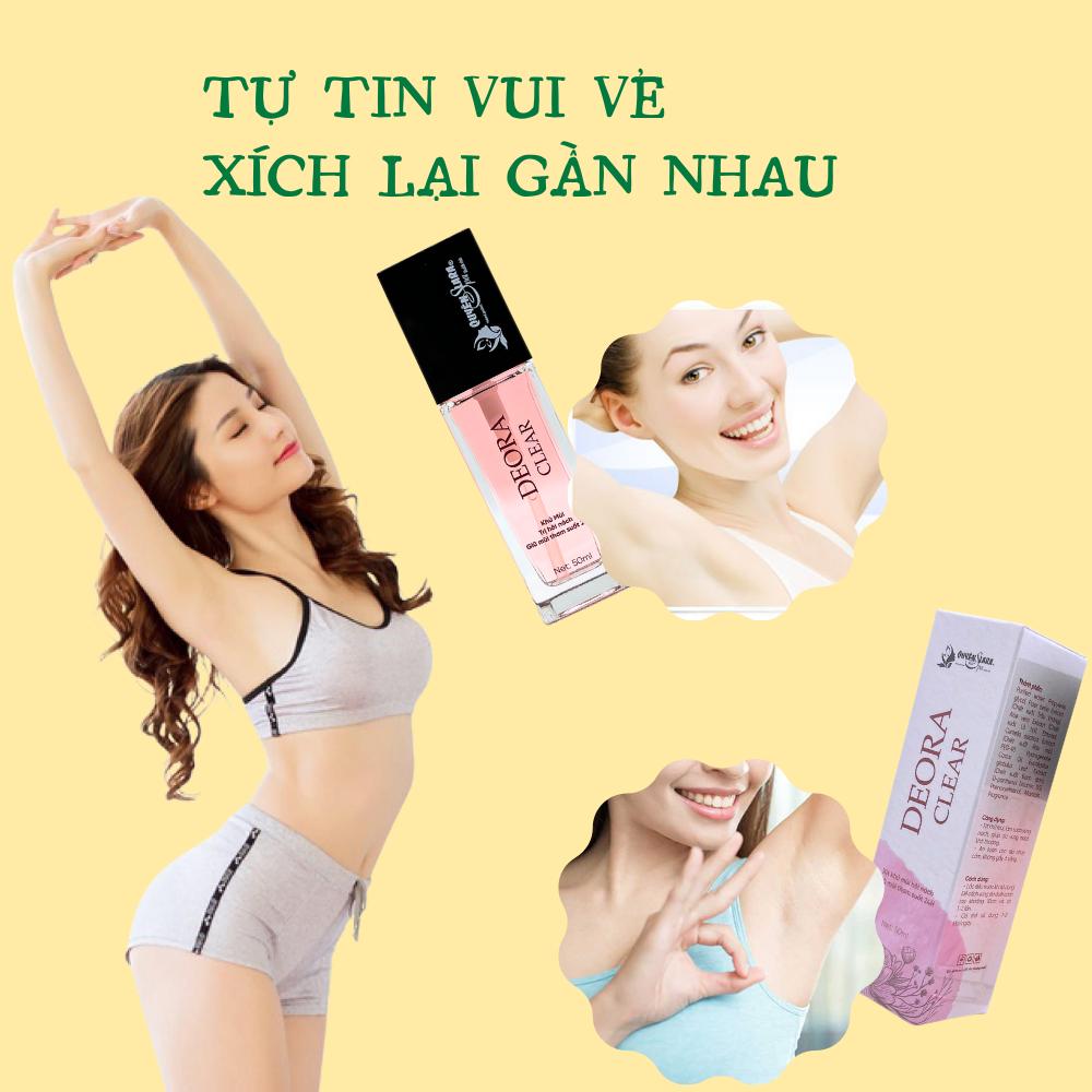 COMBO 4 Lọ Xịt Khử Mùi DEORA CLEAR Quyên Lara 50ml, Khử Mùi Hôi Nách, Ngăn Tiết Mồ Hôi