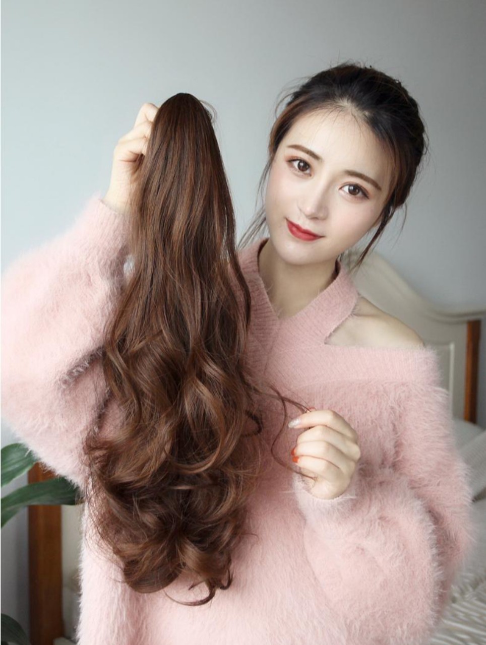 Tóc giả ngoặm xoăn kiểu Hàn Quốc siêu xinh chất tóc tơ Hàn cao cấp loại 1, chịu nhiệt tốt có thể bấm uốn, duỗi, gội. giống tóc thật 100%. Cam kết y hình