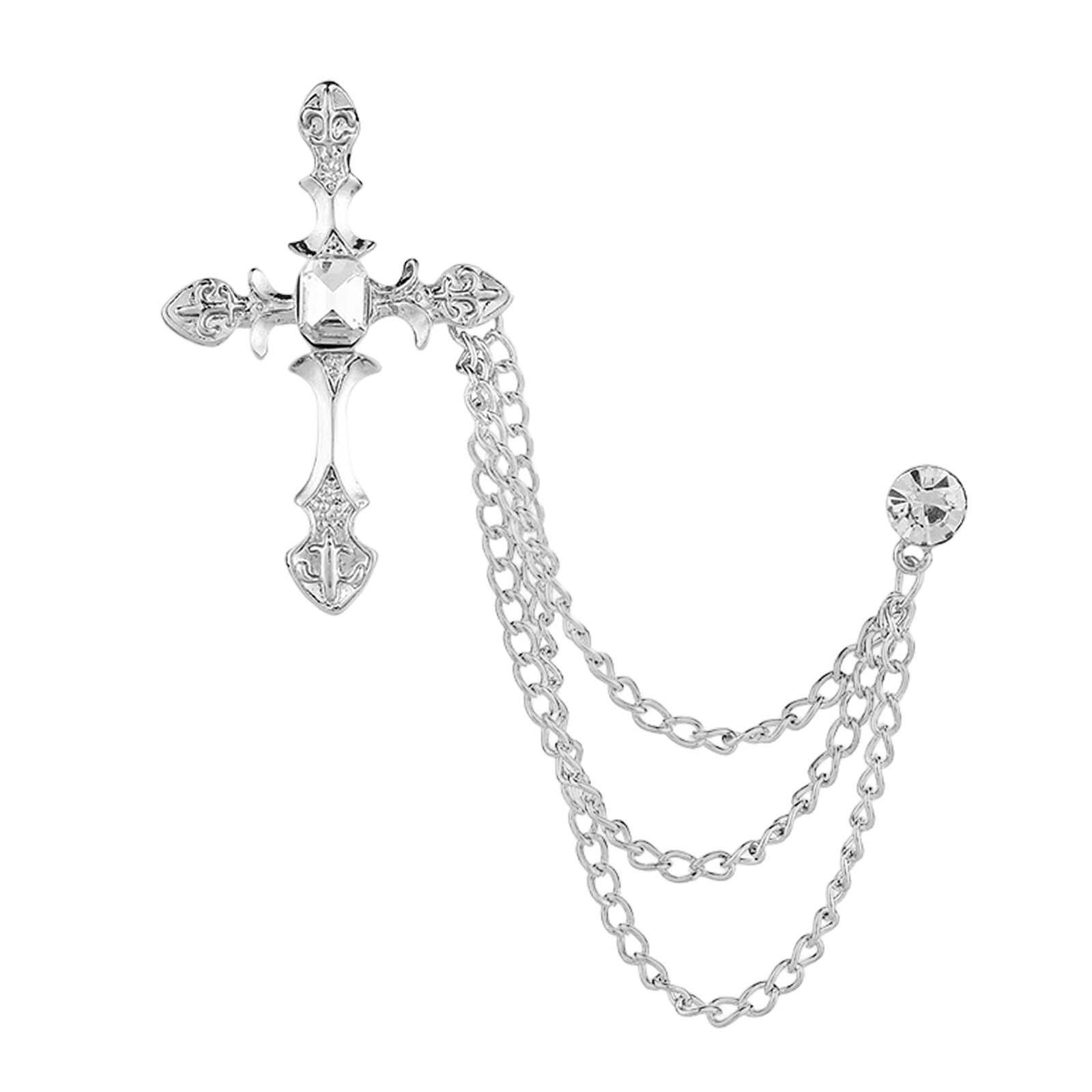 Brooch Lapel Pin Chain Tie Clips Collar Pin for Women Men Tuxedo Accessories