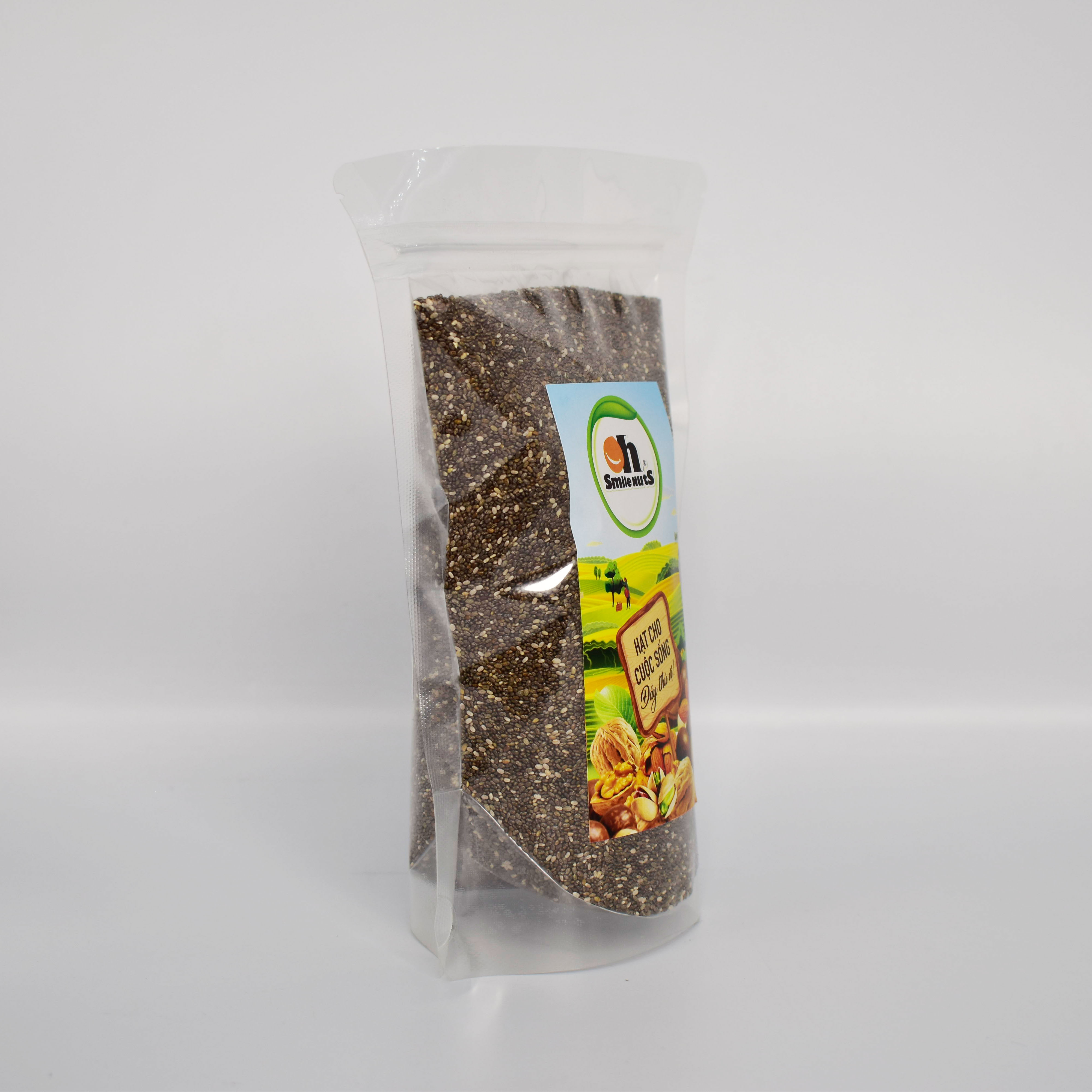 Hạt Chia Đen Hữu cơ SMILENUTS túi 500g - (Hạt chia hữu cơ nhập khẩu từ Nam Mỹ - Hạt sạch, sáng, nở đều)