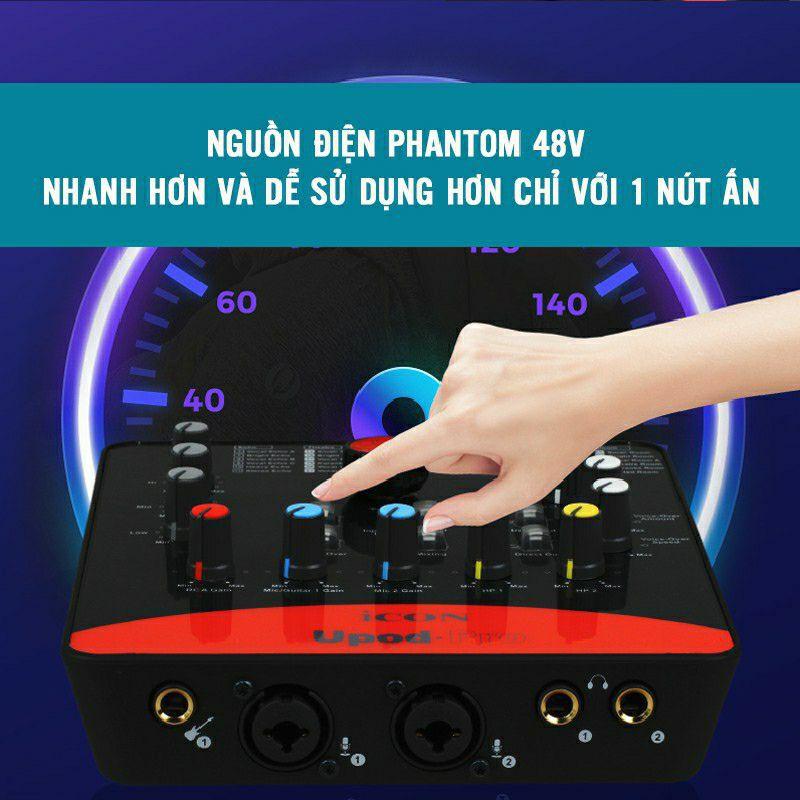 BỘ SOUND CARD ICON Upod Pro có 72 hiệu ứng và chất lượng 16bit/48kHz hỗ trợ nguồn 5-48v mic thu am anh kyo