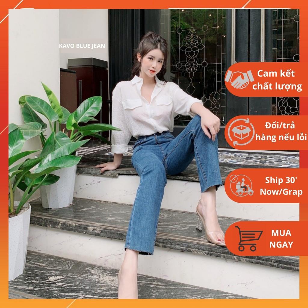 Quần jeans cạp cao ống suông JAOS15