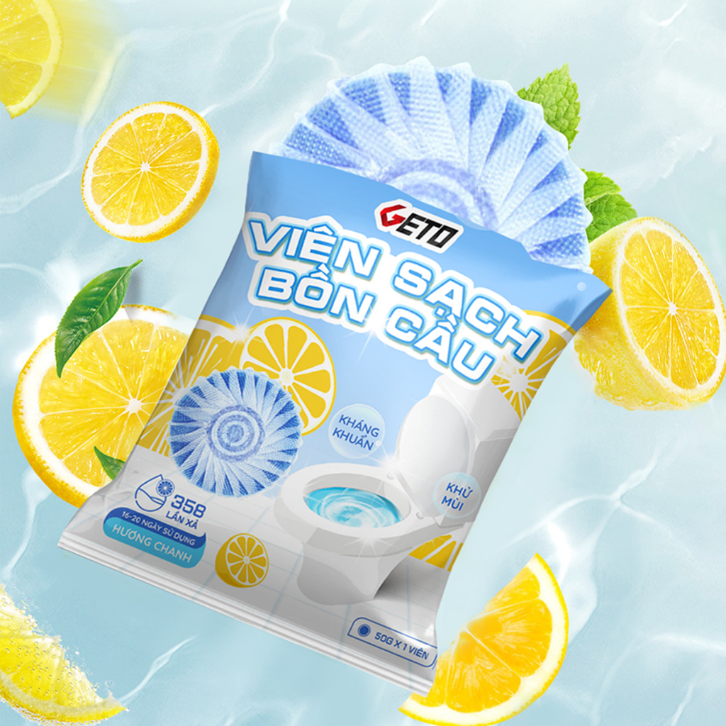 Viên sạch bồn cầu Geto chai thả bồn cầu sạch khuẩn tẩy sạch mảng bám khử mùi diệt vi khuẩn toilet