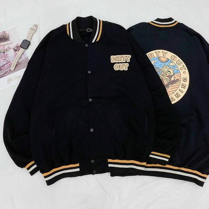 Áo Bomber ️Áo khoác Nỉ Lót Bông Cardigan DIRTY form Unisex nam nữ Ulzzang KUN