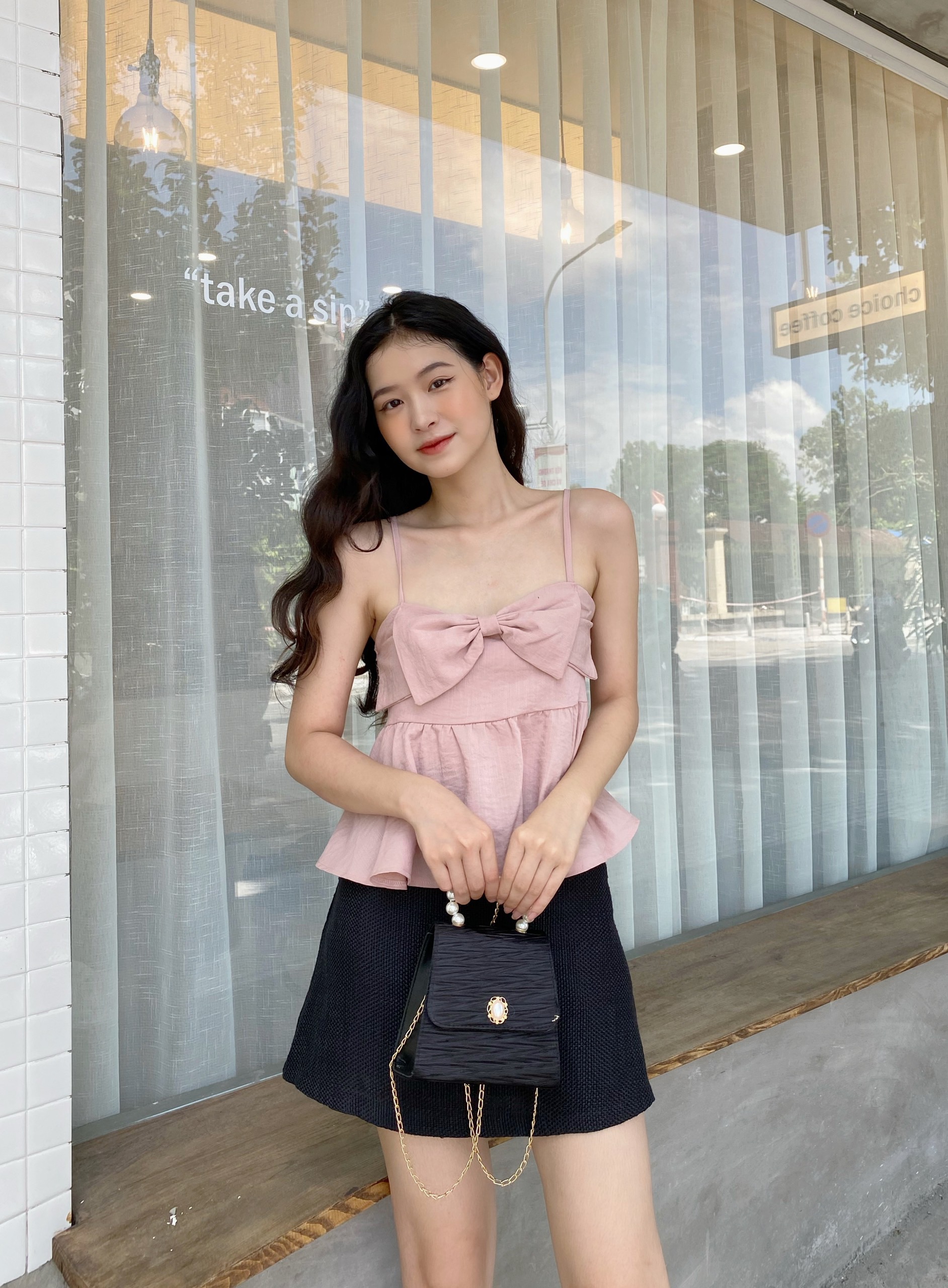 YU CHERRY | Áo nữ Linen Cami Bow Top YA382
