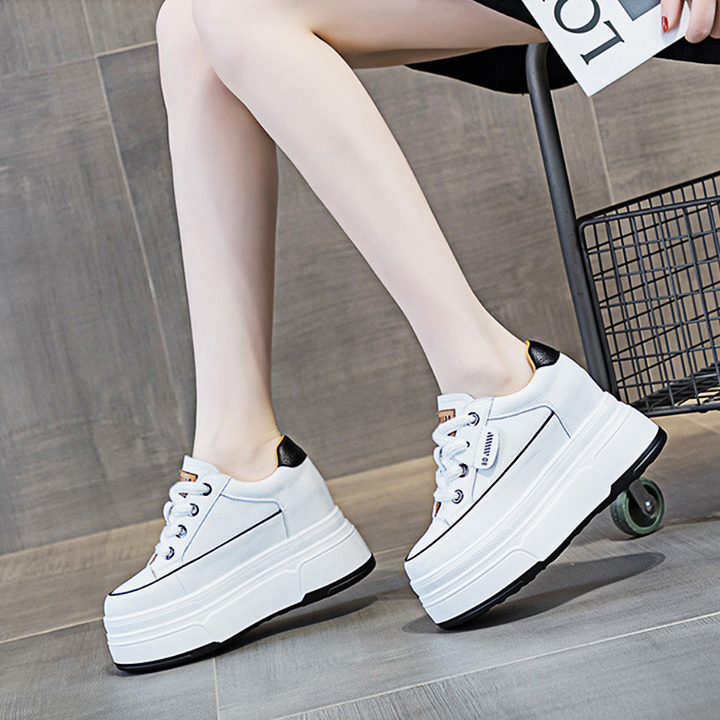 Giày Sneakers Đế Xuồng Da Thật 8CM PS640-1339