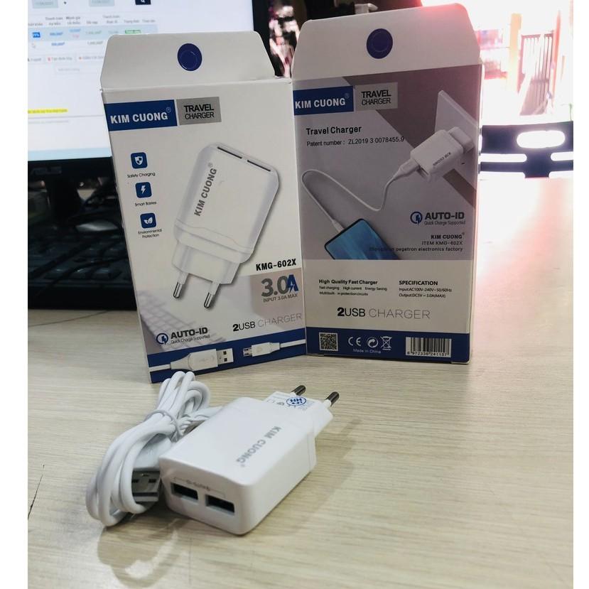 Bộ sạc nhanh kim cương 3.0A -2USB dành cho các dòng máy hỗ trợ sạc nhanh+kèm dây sạc cổng android kim cương