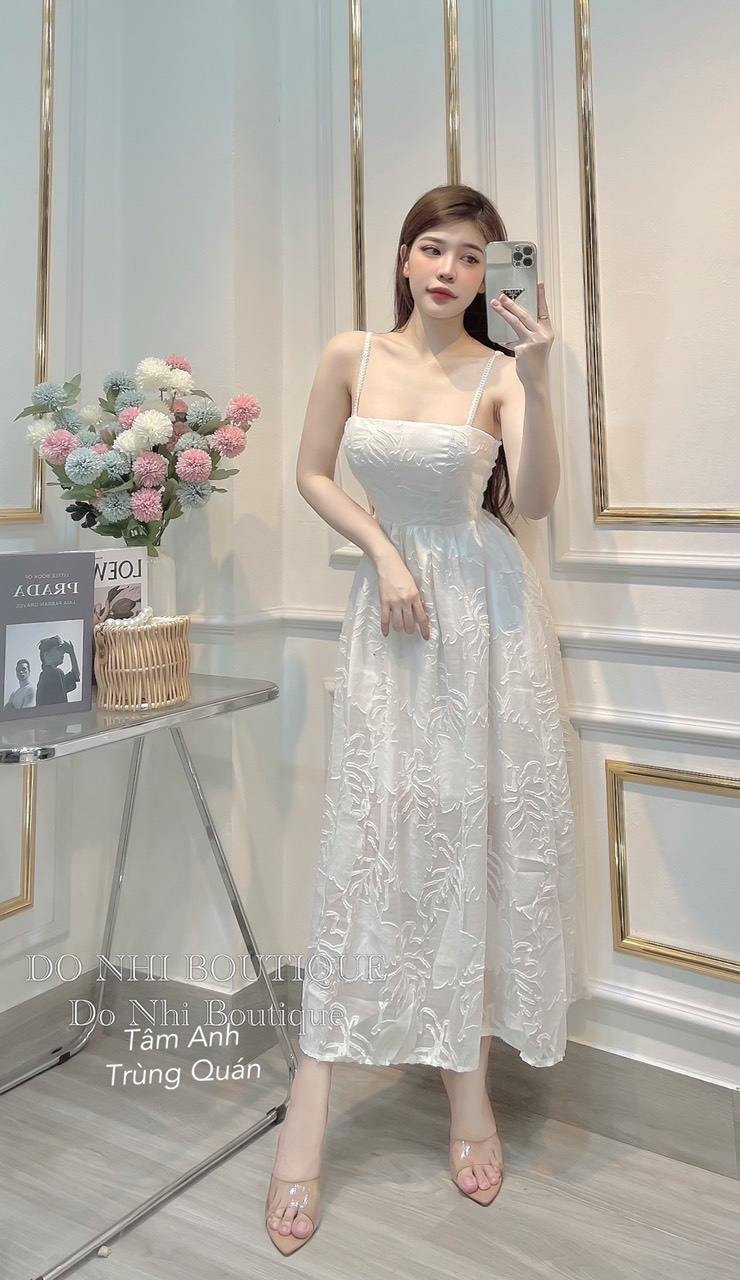 Váy maxi dây ngọc 3 màu sang chảnh
